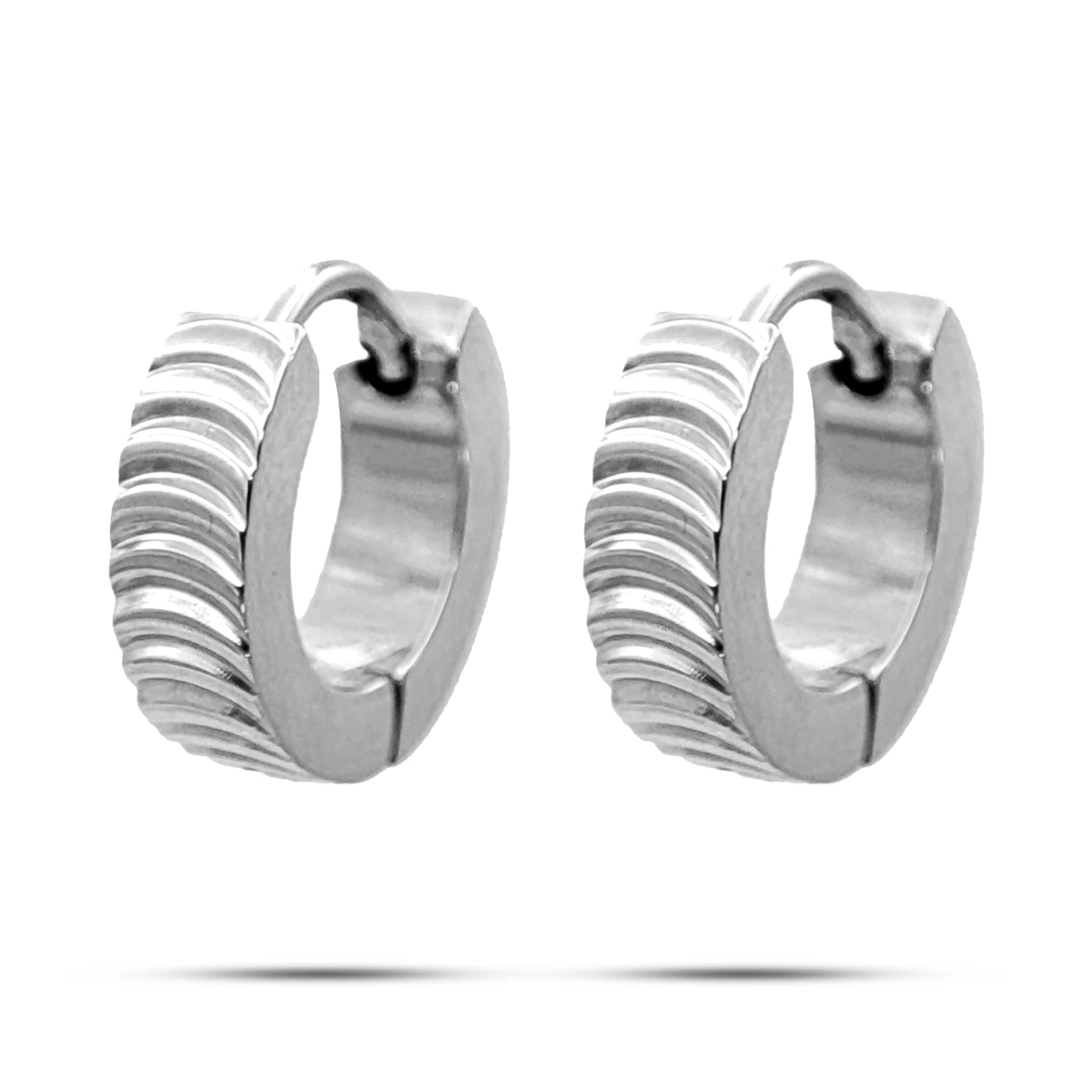Aretes Acero Inox Huggies Diseño Textura Lineas Curvas