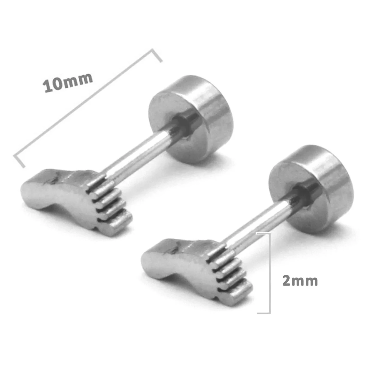 Aretes Tipo Broquel Dormilon Acero Plateado Huella Pie