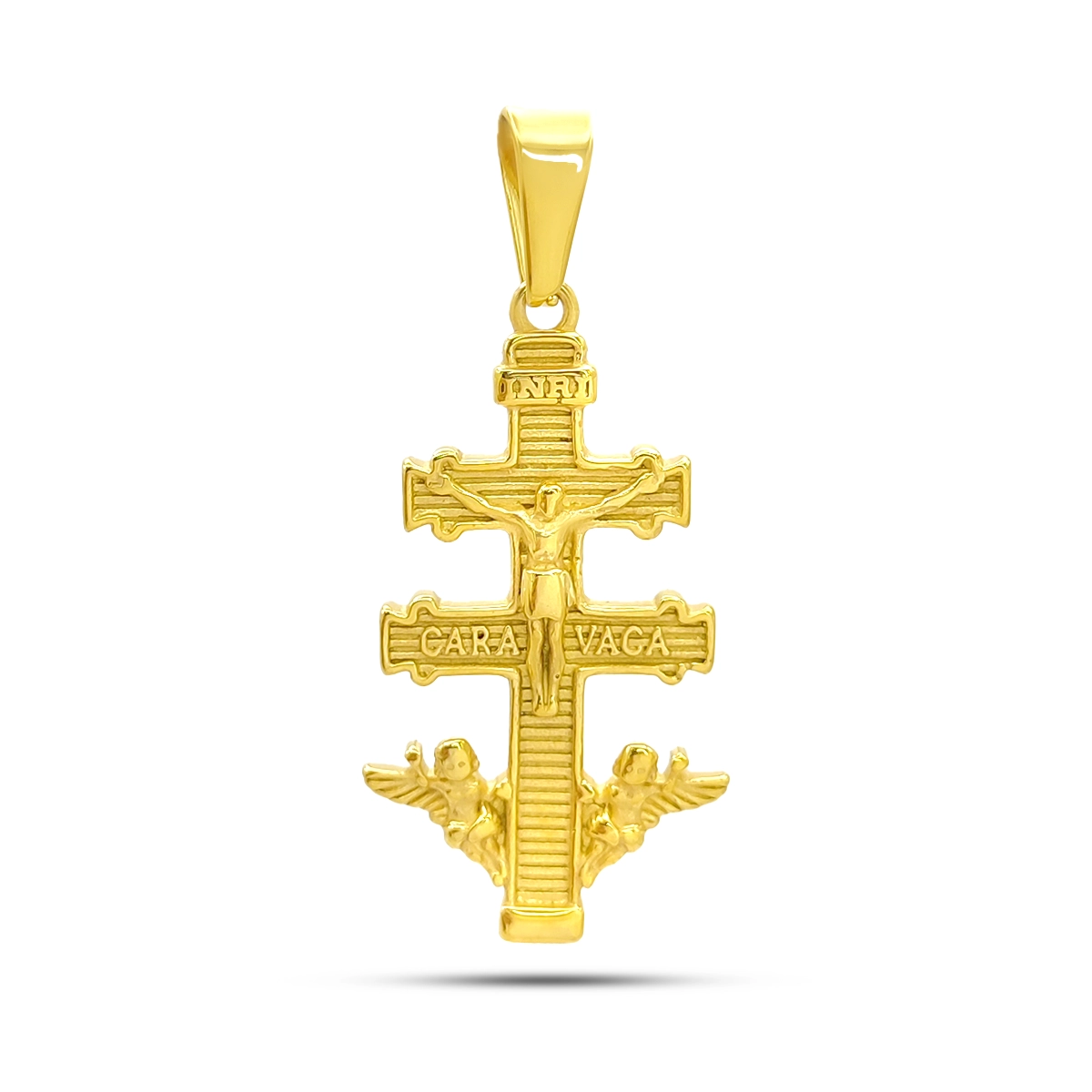 Dije Acero Cruz Caravaca Símbolo Fé Escudo Protección