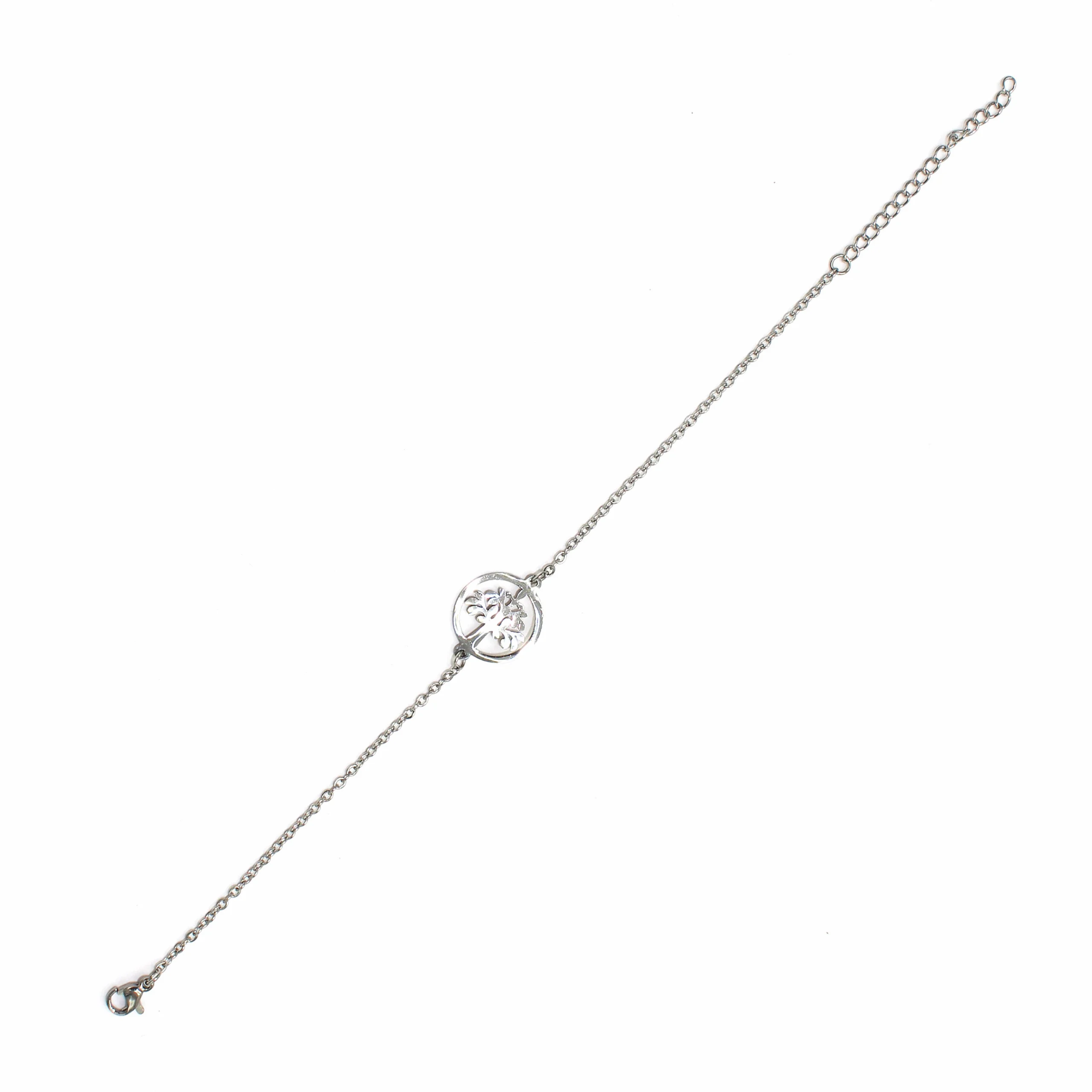 Pulsera Acero Plateado Árbol De La Vida Protección Gratitud