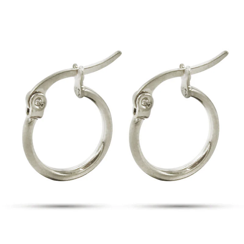 Aretes Acero Plateado Arracadas lisas Tubular 13mm
