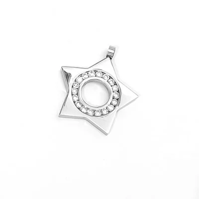 Dije de Acero Inox Diseño Estrella Circulo de Zirconias