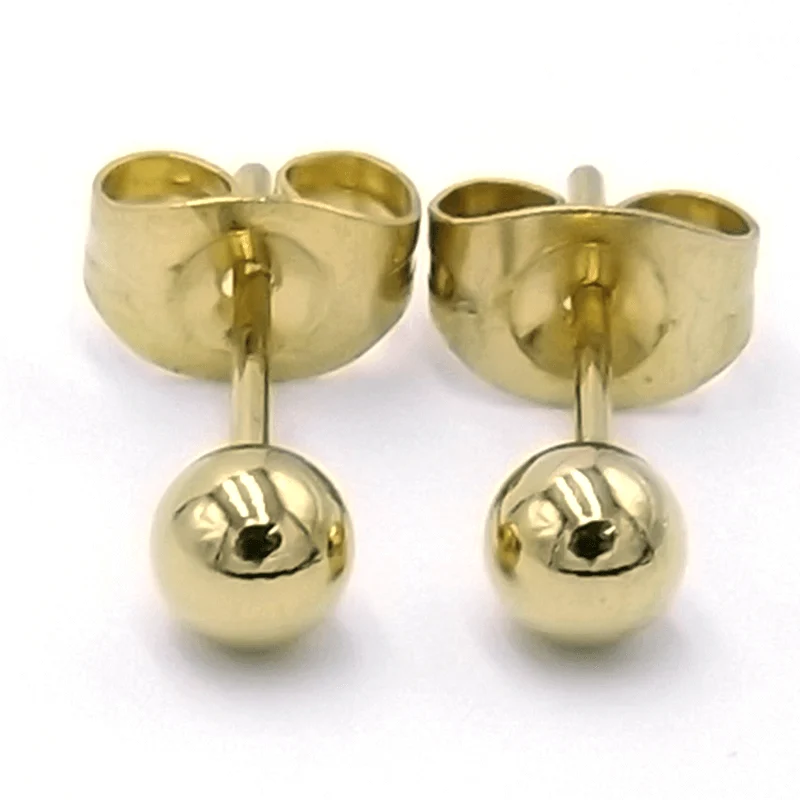 Aretes tipo Broquel Dorado Bola Sólida Mini