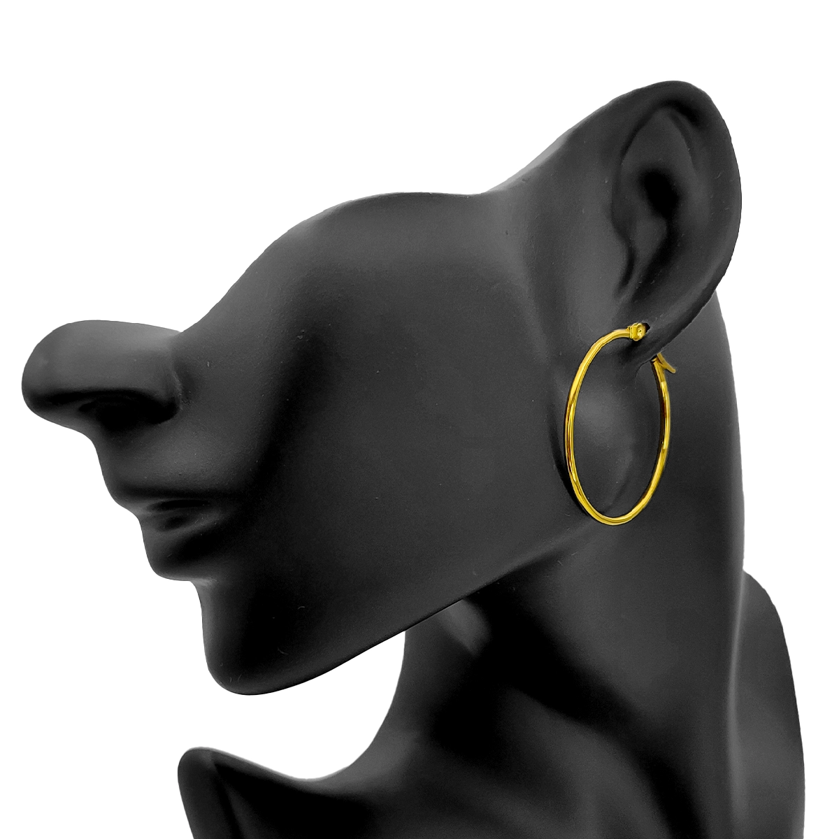 Aretes Acero Dorado Arracadas Sencillas Delgadas 32 mm