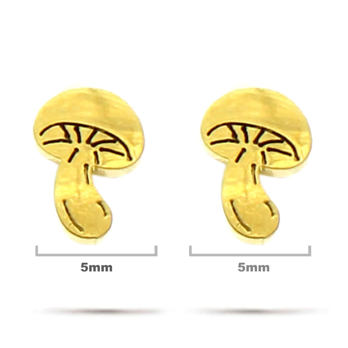 Aretes Acero Inox Dorado Tipo Broquel Hongos Champiñon