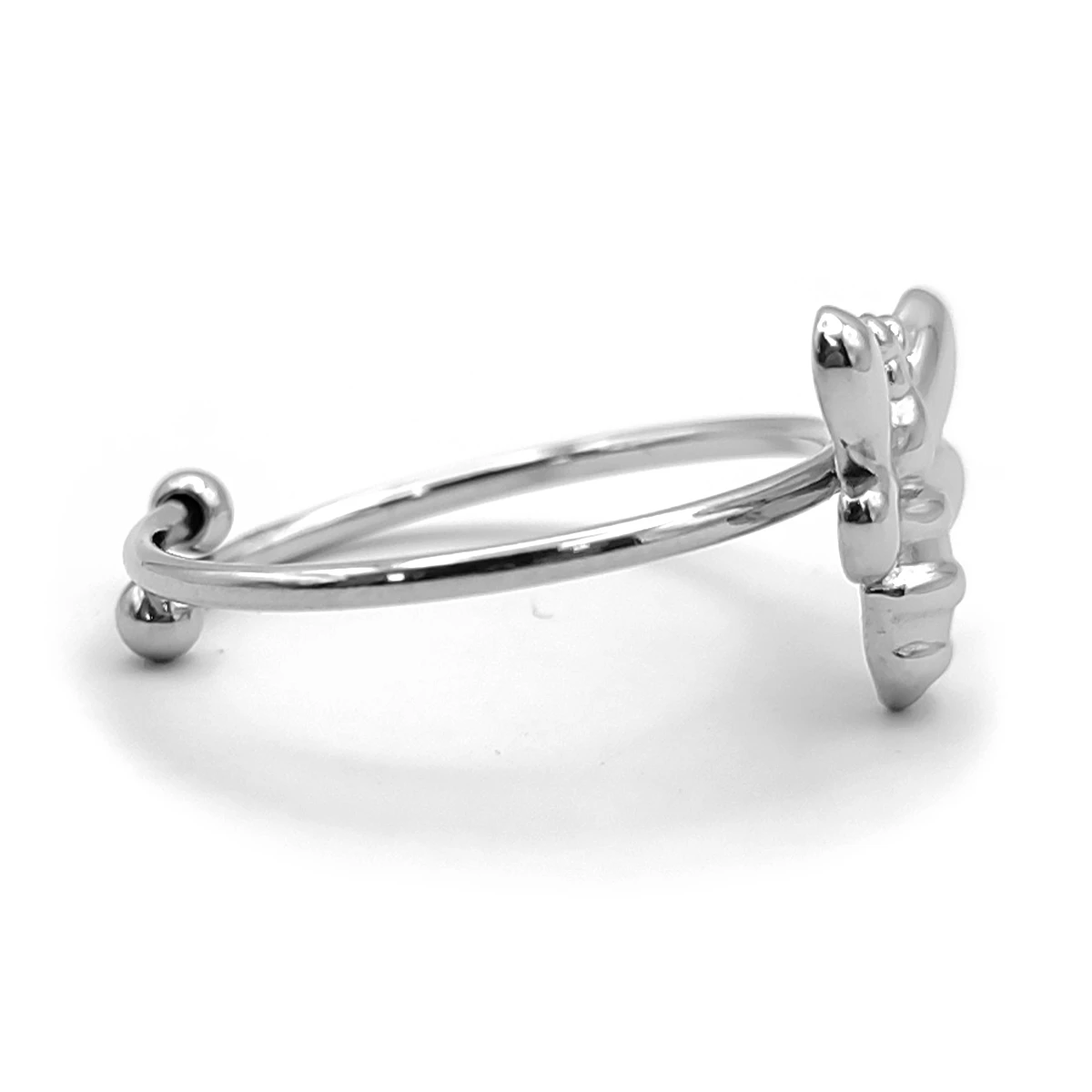 Anillo Acero Inox Plateado Figura Abeja Relieve Ajustable