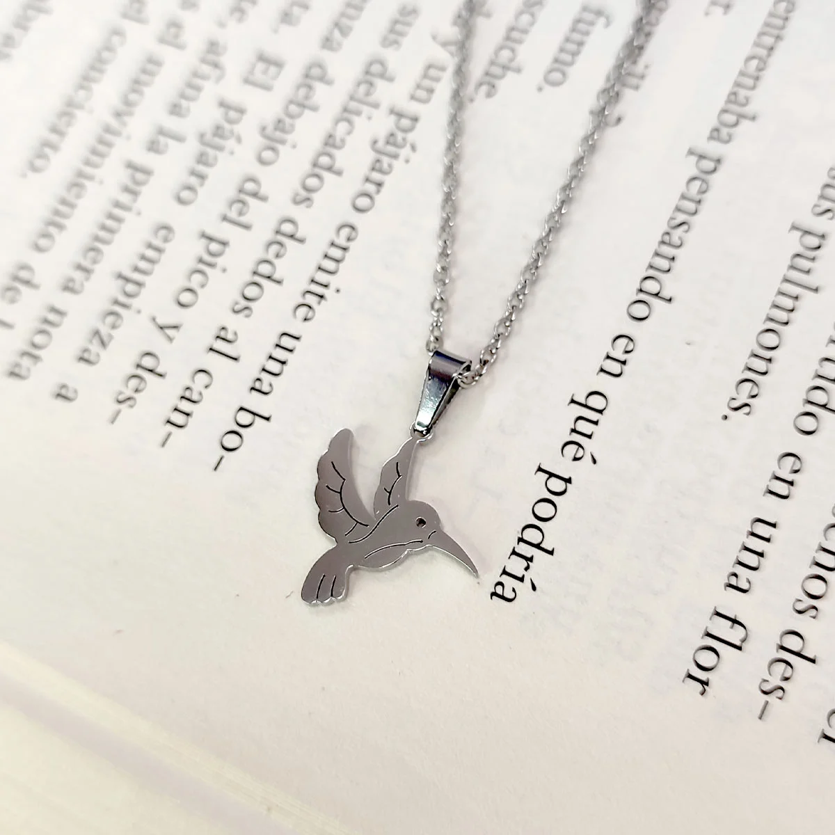Set Joyeria Acero Inox Plateado Hermoso Colibri 16 mm