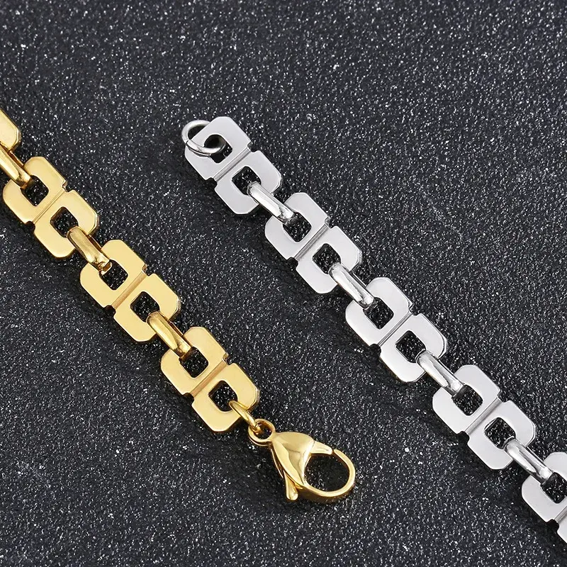 Cadena Acero Inox Eslabón Barco Cuadrado Moda Elegante