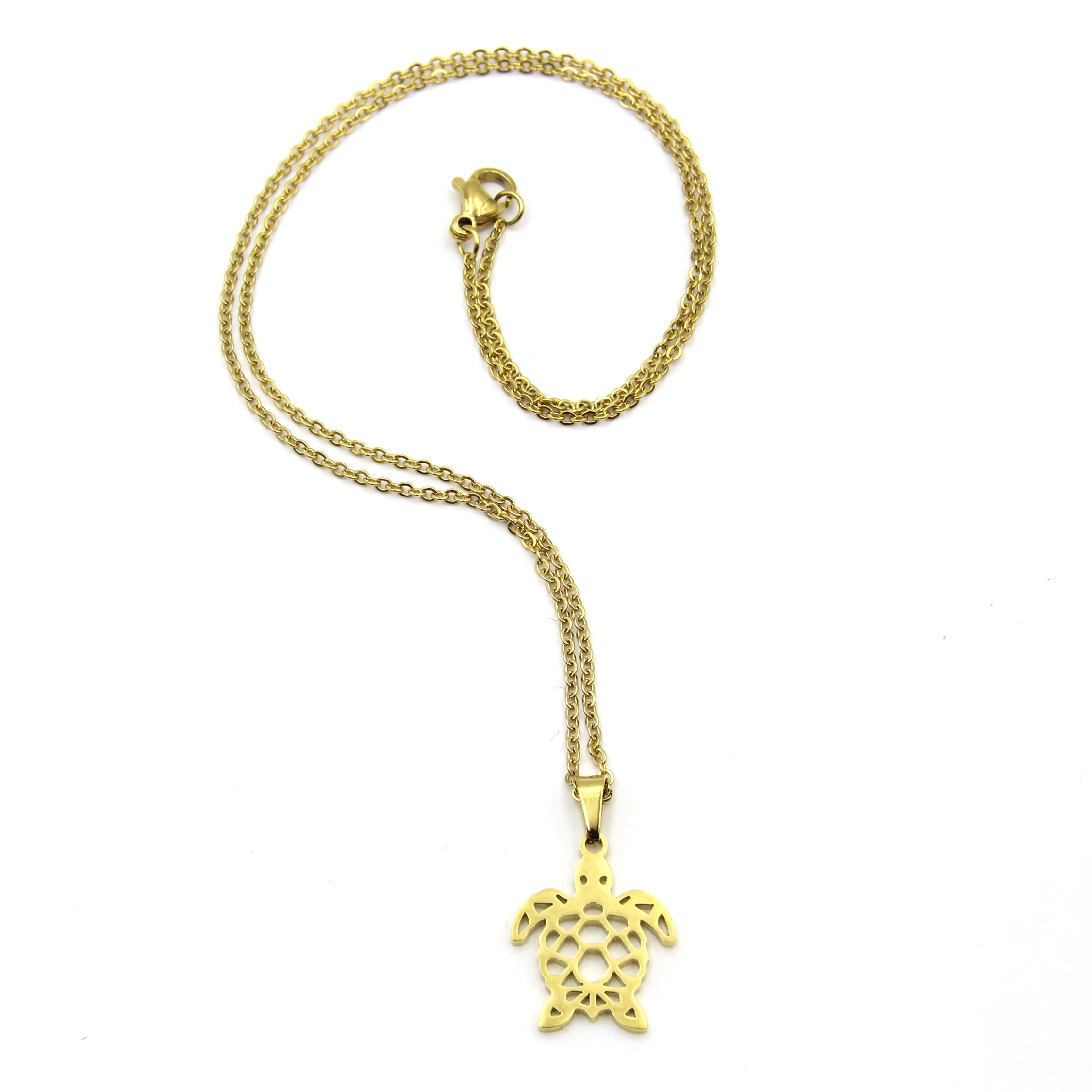Set Joyeria Acero Dorado Cadena Aretes Dije Tortuga