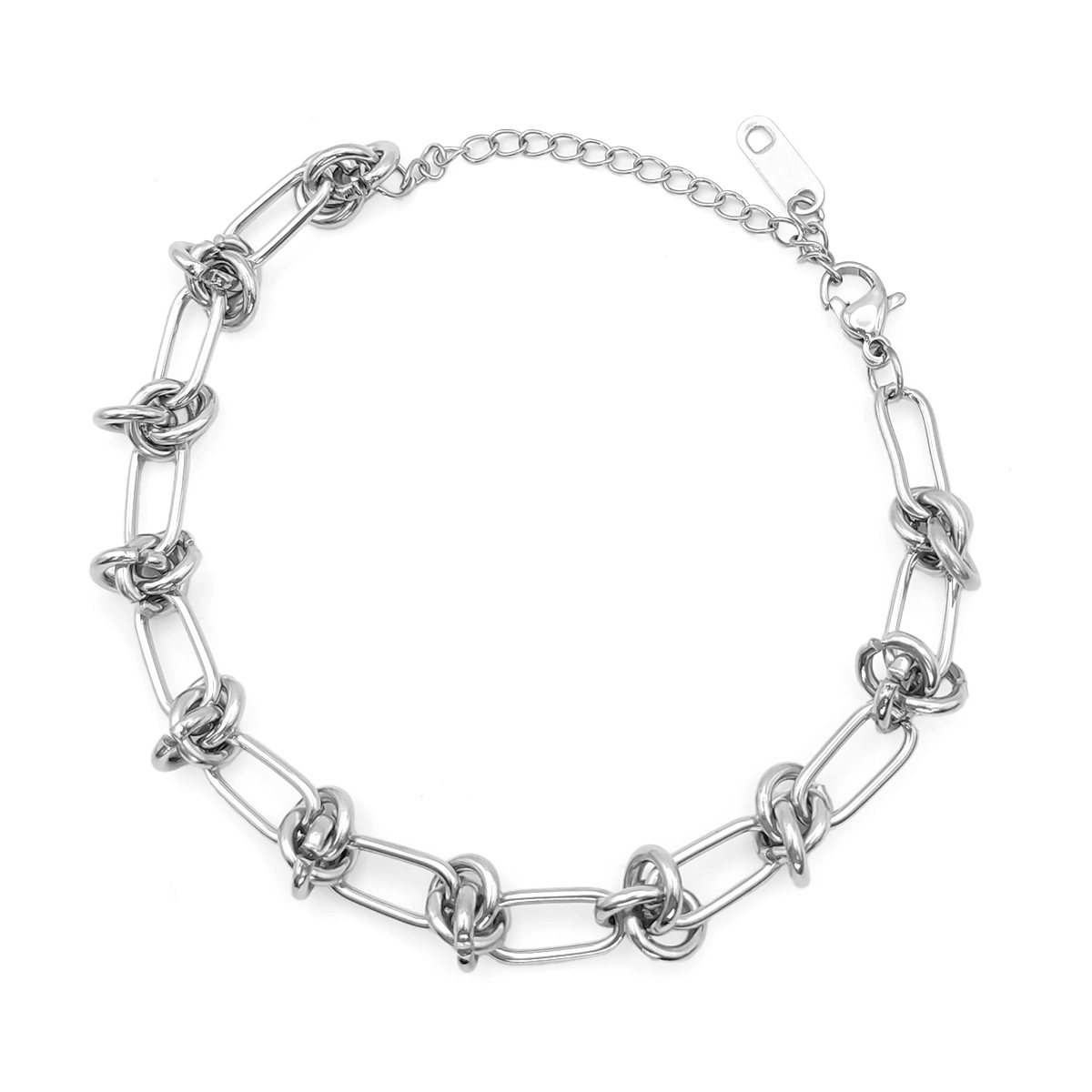 Pulsera Acero Inox Esclava Eslabon Oval con Nudos
