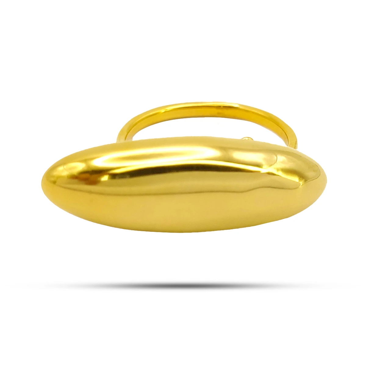 Anillo Acero Dorado Ovalado Liso Chunky Ajustable