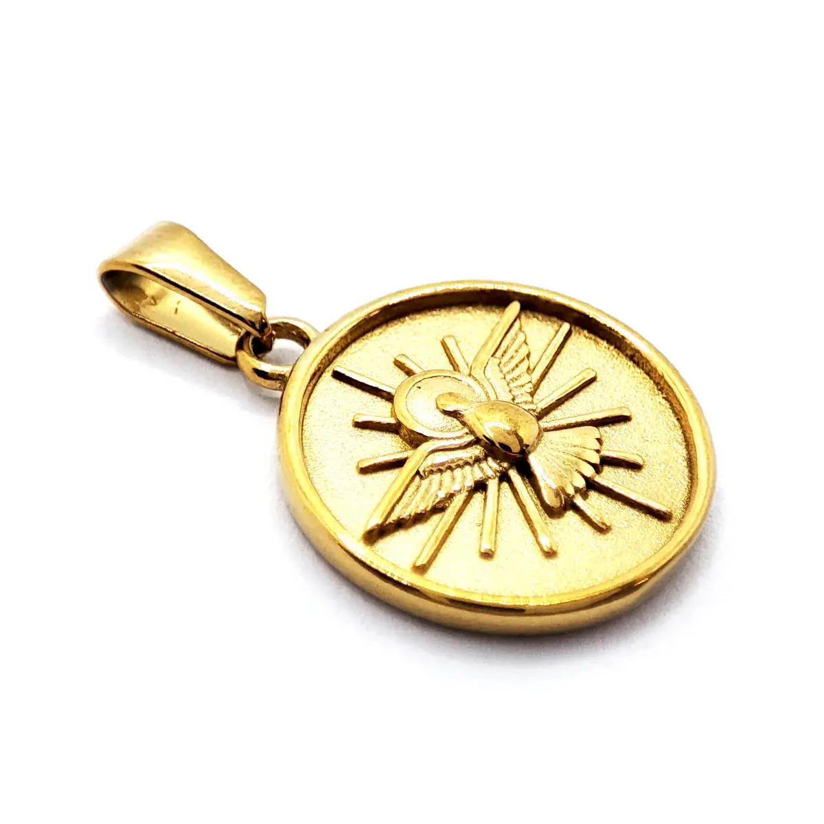 Dije Acero Dorado Espíritu Santo Fuerza Divina Religión