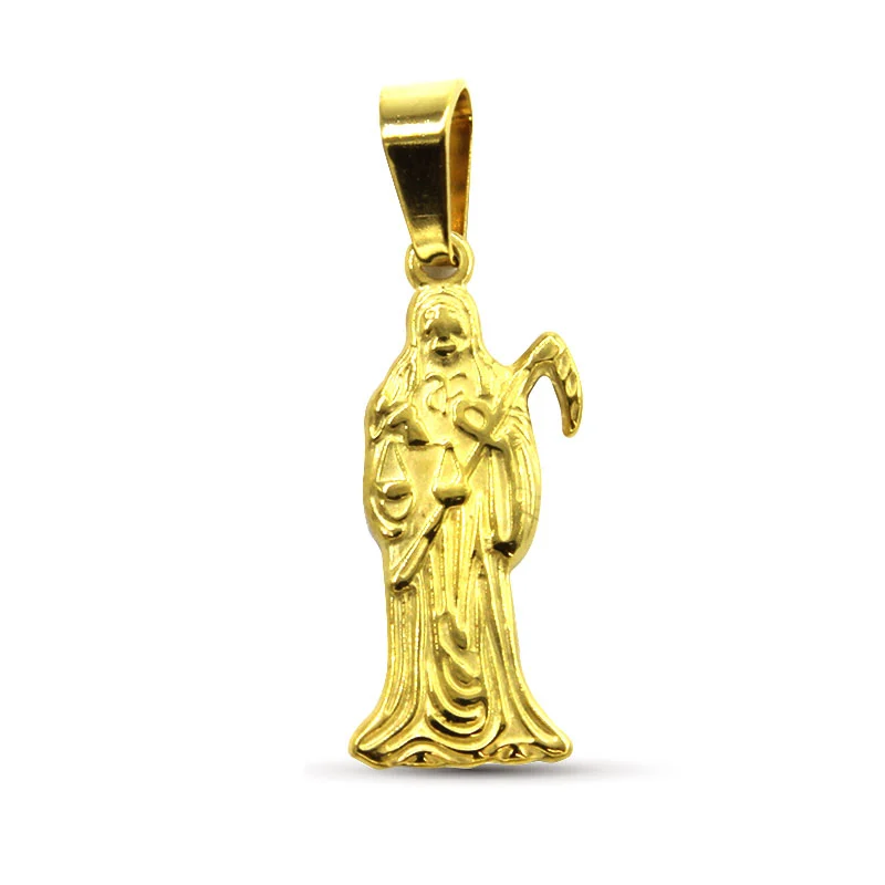 Dije Acero Inox Dorado Santa Santísima Muerte Mexicana