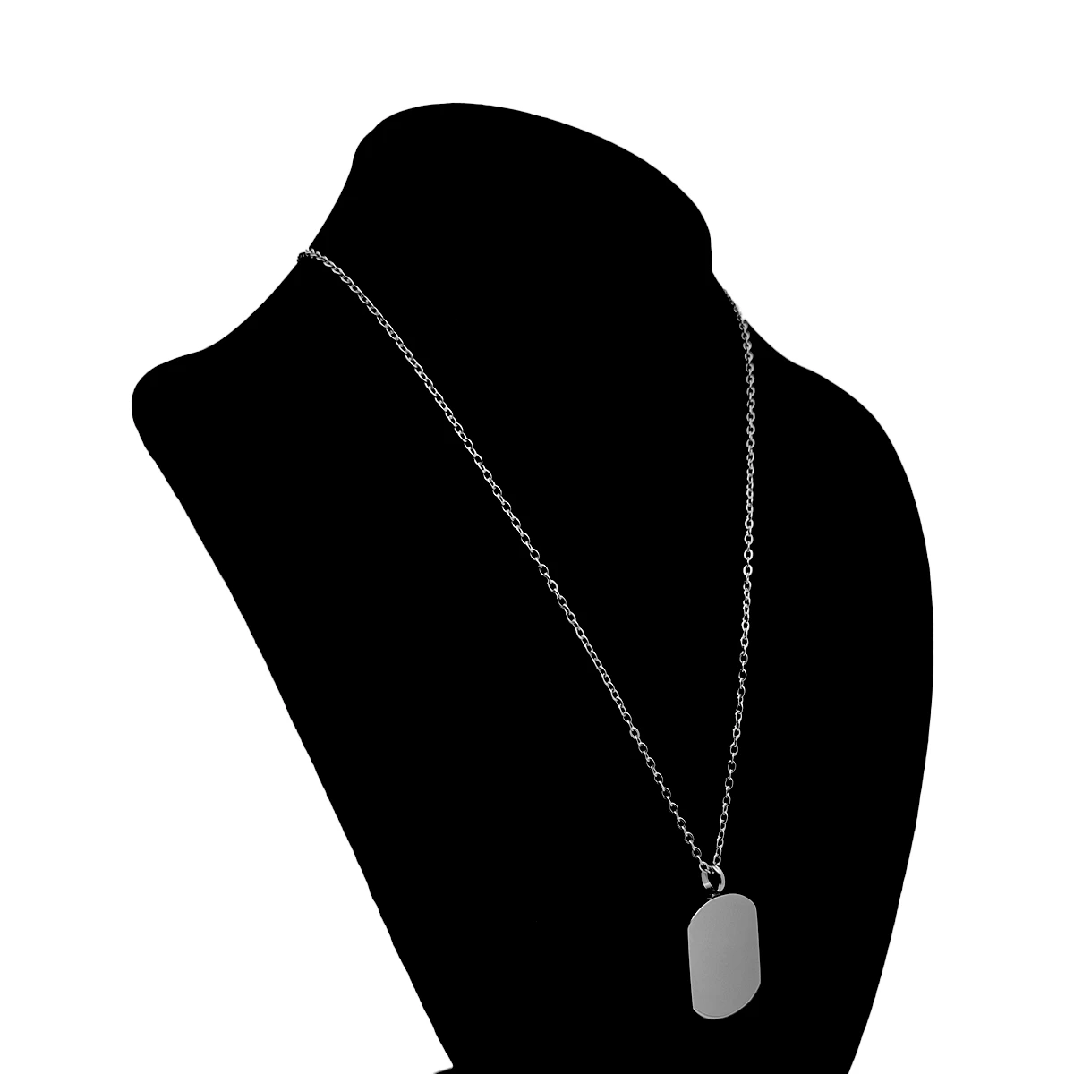 Collar Acero Plateado Urna Placa Militar Para Grabado