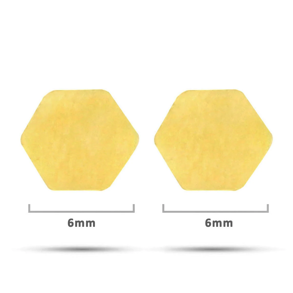 Aretes Tipo Broquel Acero Dorado Hexagono Liso 6mm
