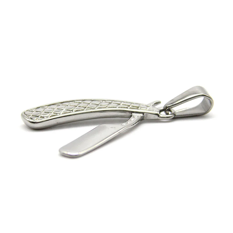 Dije Acero Inox Plateado Navaja Para Afeitar Barbero