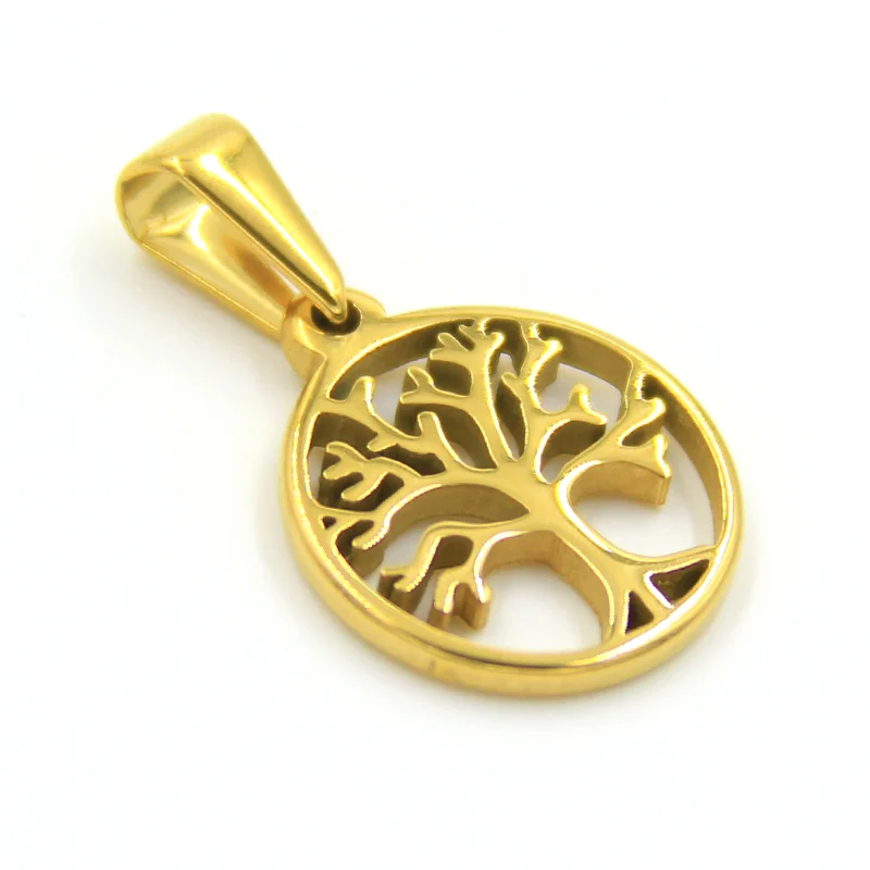 Dije Acero Dorado Árbol de la Vida fuente de vida