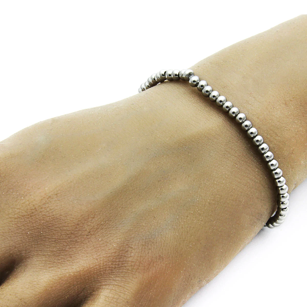 Pulsera Acero Inoxidable Plateado Eslabon Balin 4mm