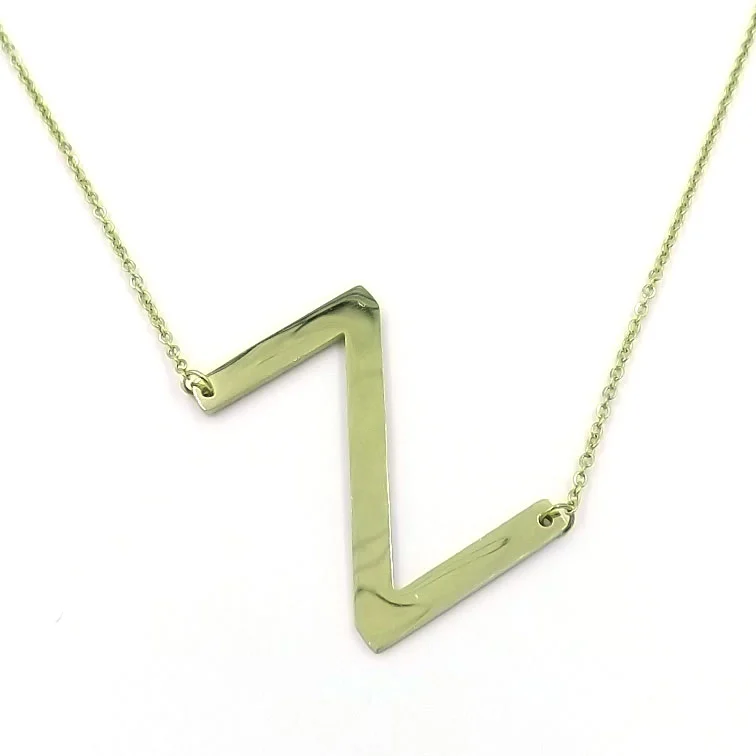 Collar Acero Inoxidable Dorado Letra Z Gigante