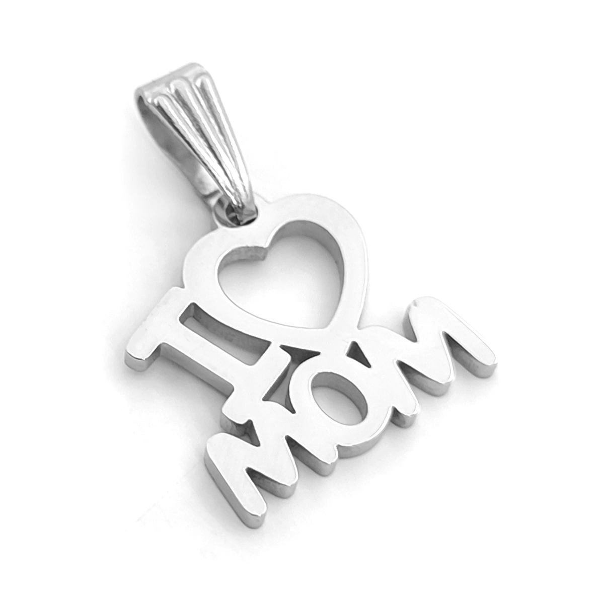 Dije Acero Inox Plateado I Love Mom Madre Mamá
