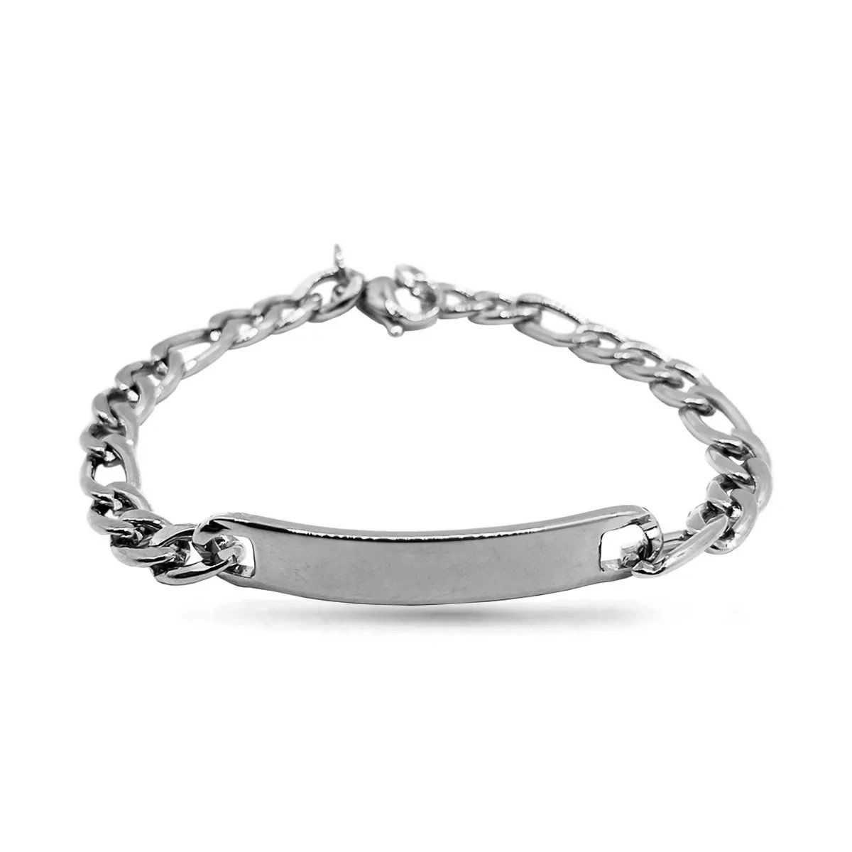 Pulsera Acero Plateado Esclava 3x1 Placa Delgada Grabar
