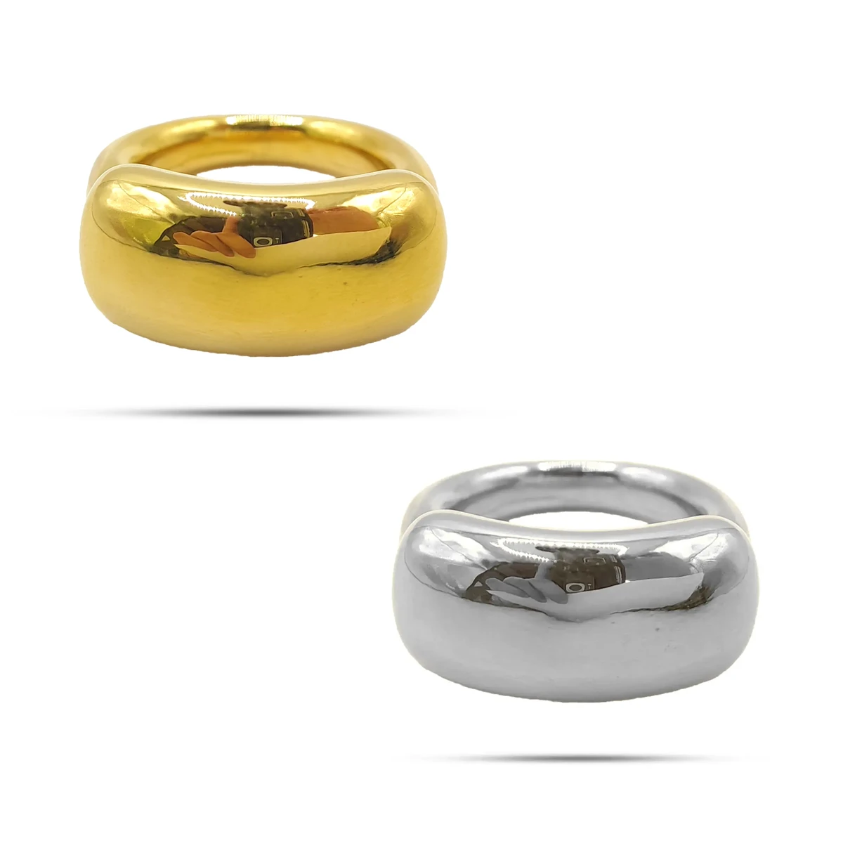 Anillo Acero Inox Rectangulo Chunky Grueso Elegante
