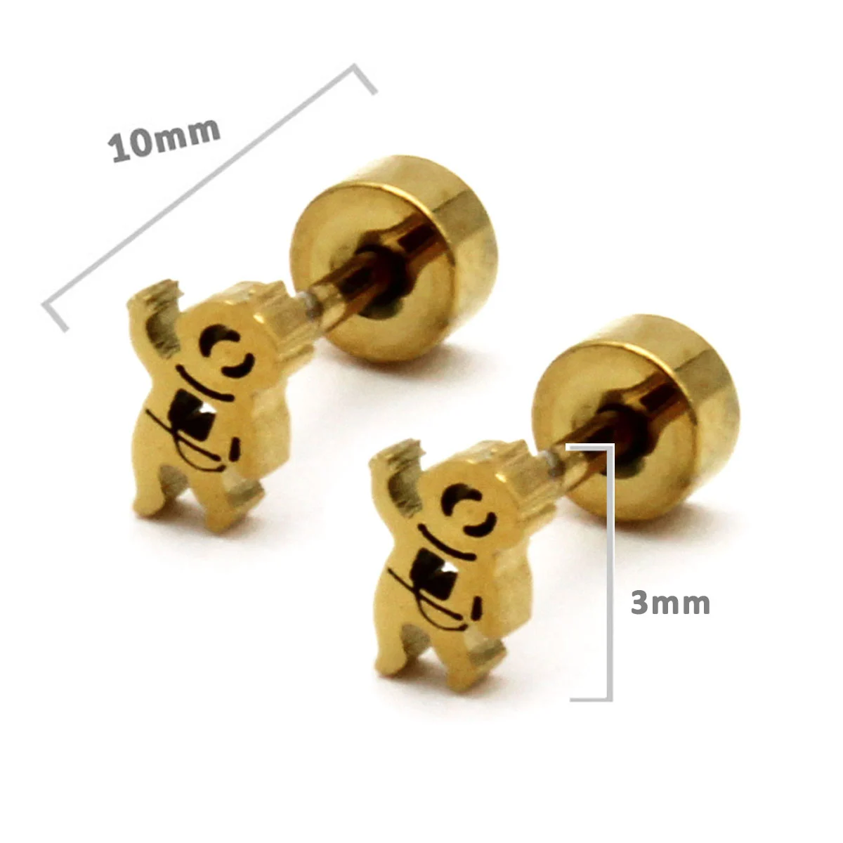 Aretes Tipo Broquel Dormilon Acero Dorado Astronauta