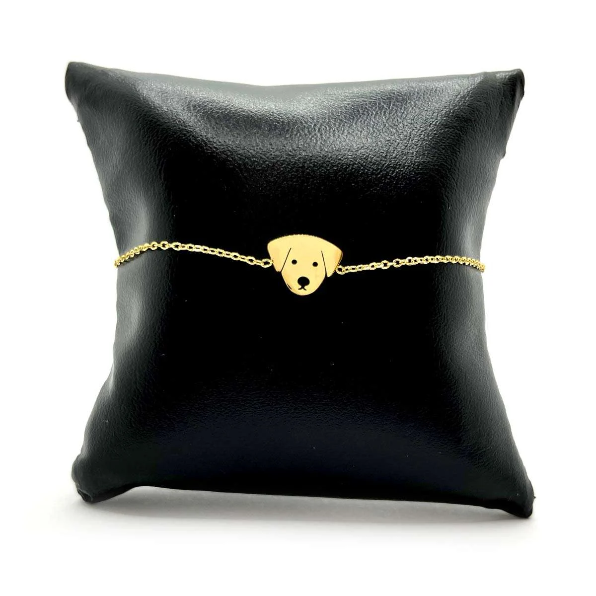 Pulsera Acero Dorado De Mujer Silueta Cara Perrito Lindo