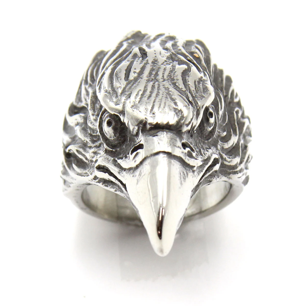 Anillo Acero Inoxidable Plateado Ave Halcon Cazador