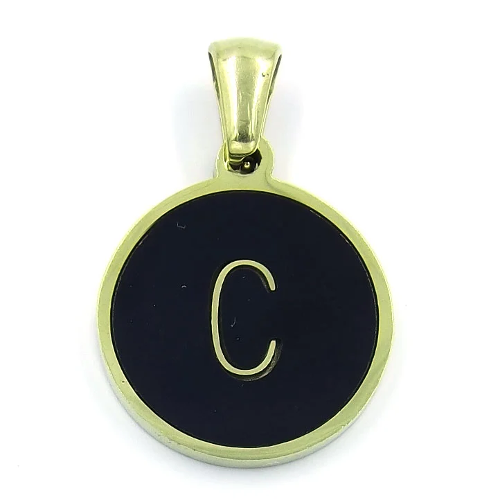 Dije Acero Dorado Botón Maquina Escribir Letra C