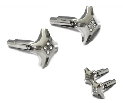 Mancuernillas Diseño Cruz con Zirconias