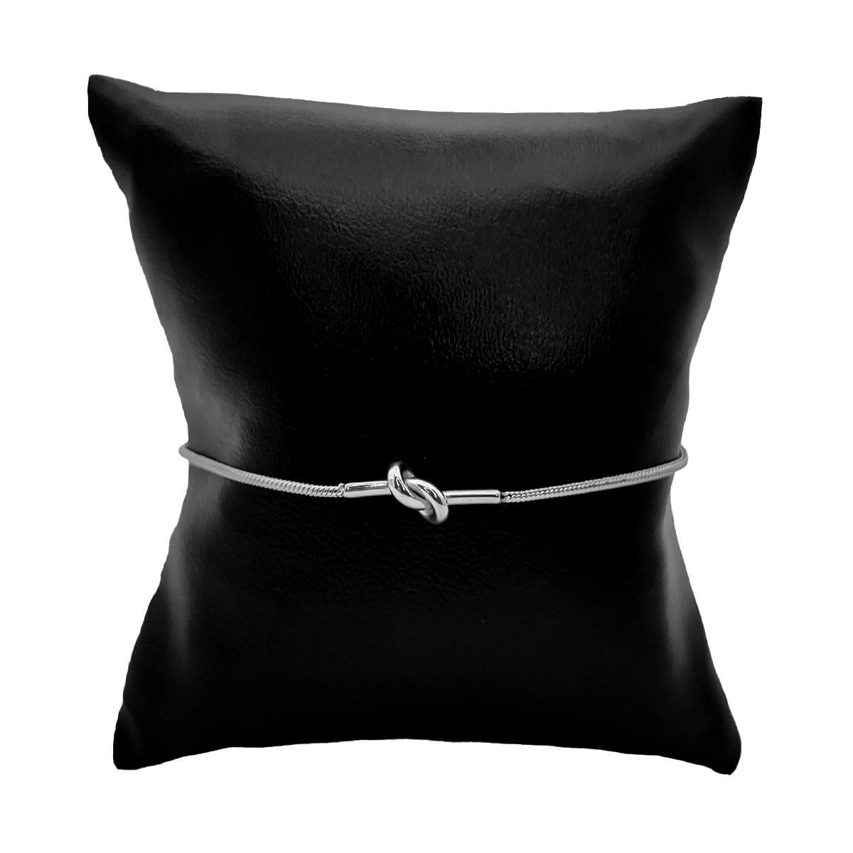 Pulsera Acero Plateado Cola de Rata Delgada con Nudo