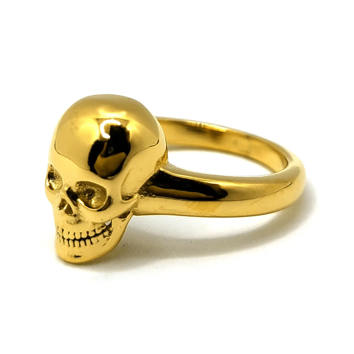 Anillo Acero Dorado Cráneo Calavera para Mujer Rock Gold