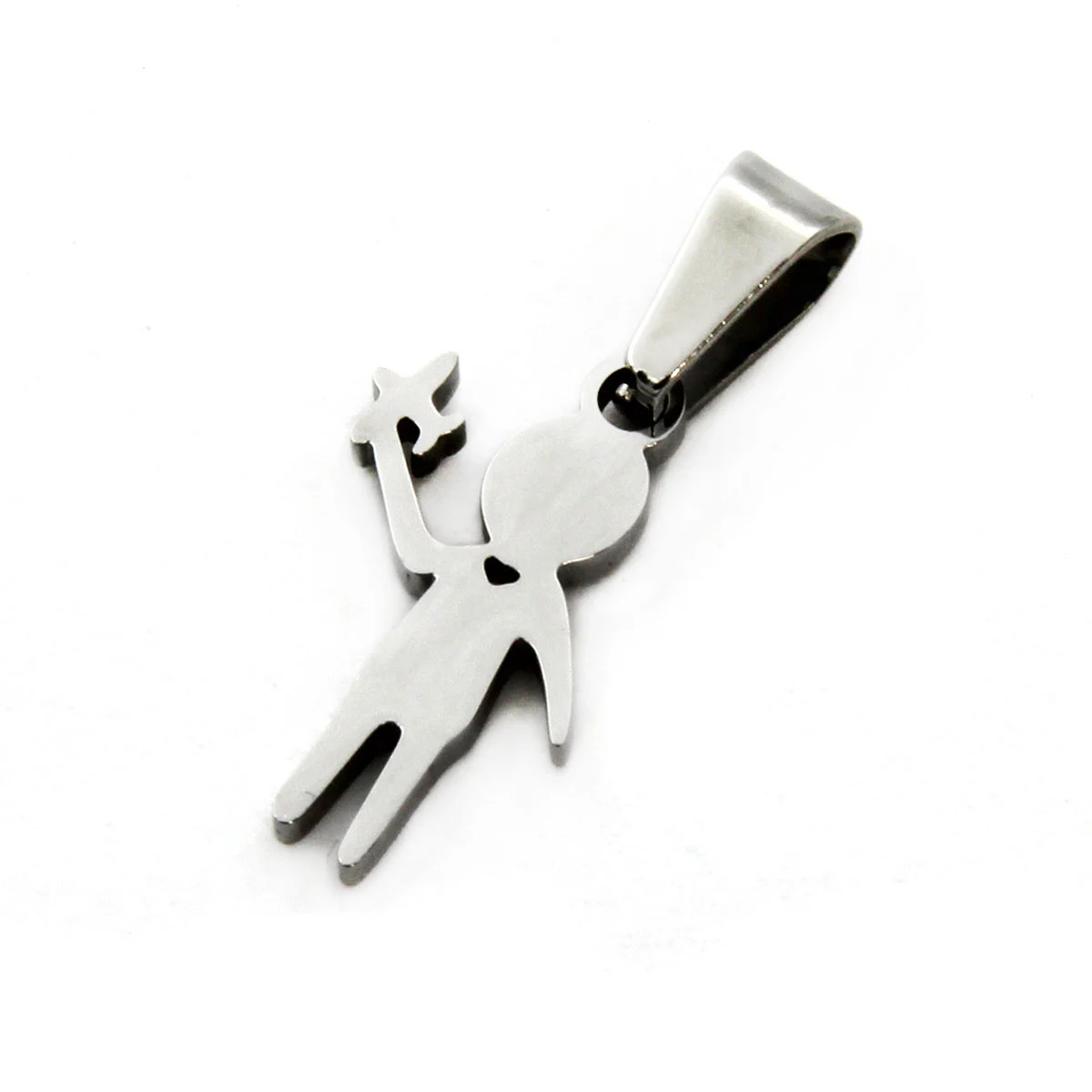 Dije Acero Inox Plateado Niño Pequeño Volando Avion 15mm