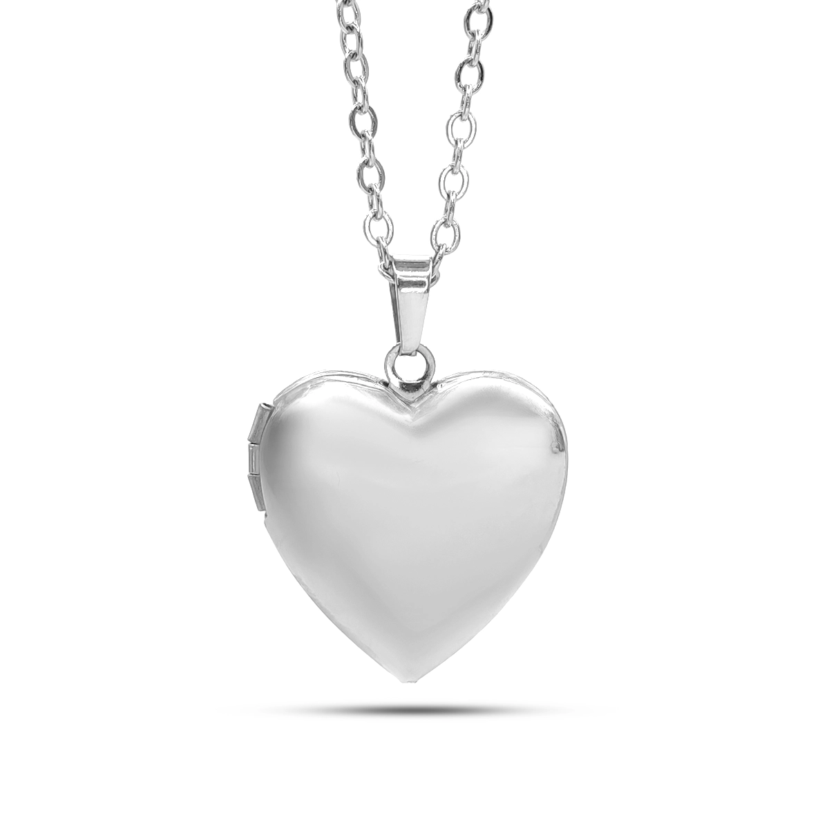 Collar Acero Relicario Guardapelo Corazón Liso 23 cm