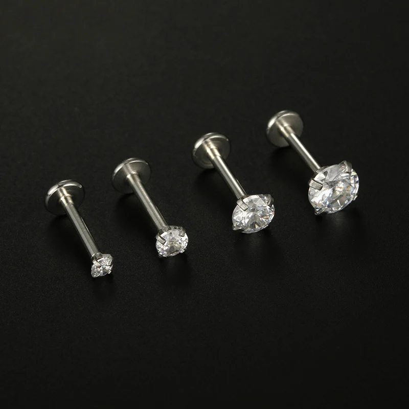 Piercing de Oreja Acero Circulo Zirconia Cubica Clara