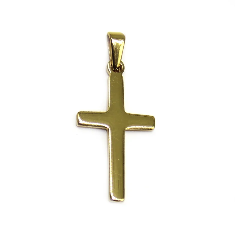 Dije Acero Inox Dorado Cruz Sencilla Lisa Religiosa