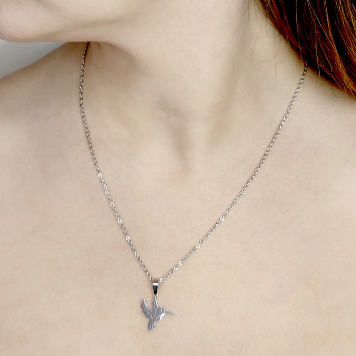Set Joyeria Acero Inox Plateado Hermoso Colibri 16 mm