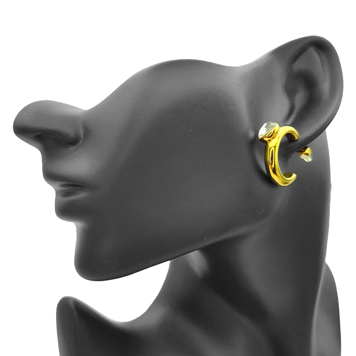 Aretes Acero Dorado Gota Zirconia en Arracada Chunky