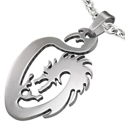 Dije de Acero Inox Plateado Diseño Dragon