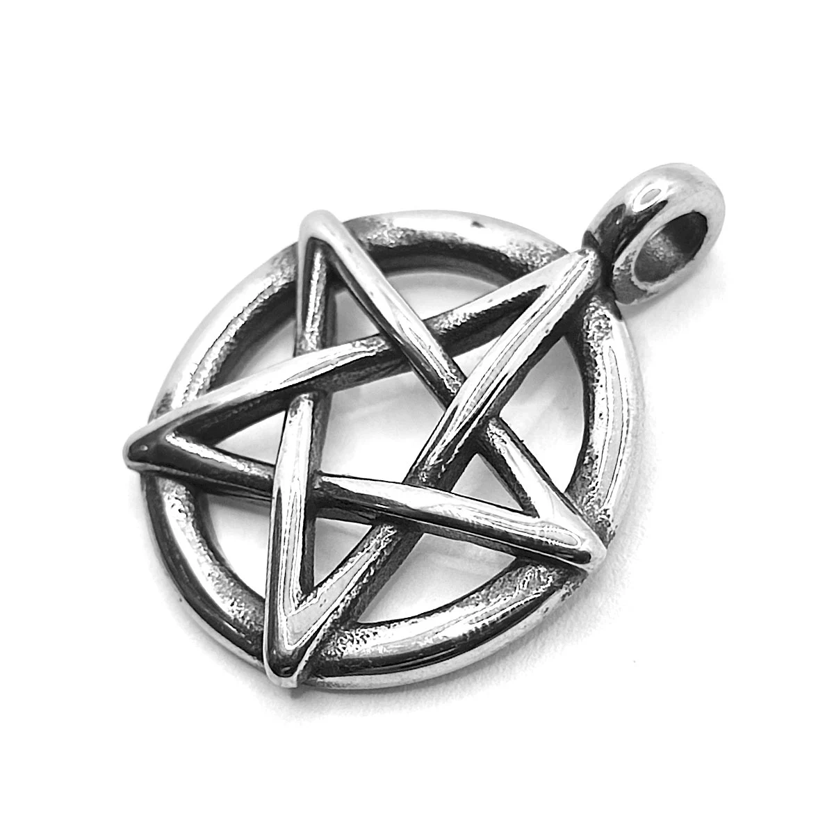 Dije Acero Plateado Pentagrama Invertido Estrella 5 Picos