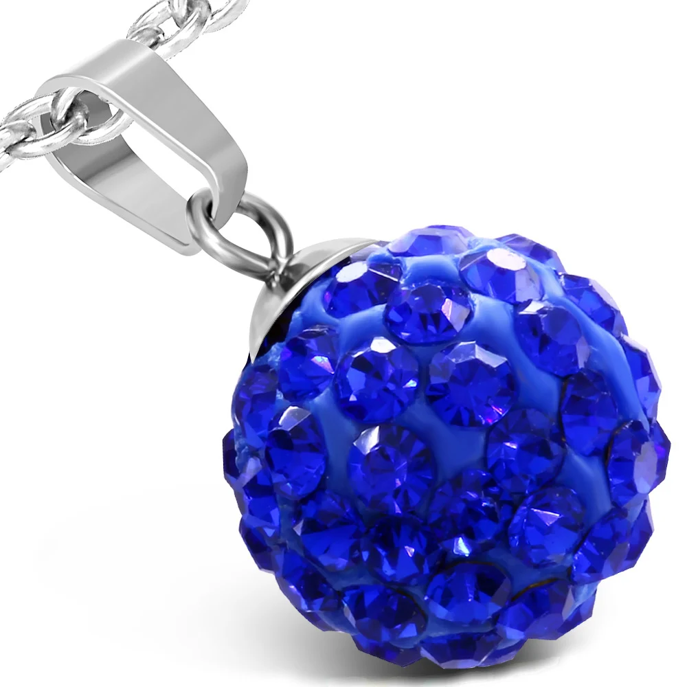 Dije de Acero y Zirconias Zafiro Shamballa Diseño Esfera
