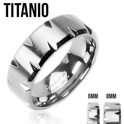 Anillo de Titanio Diseño Muescas