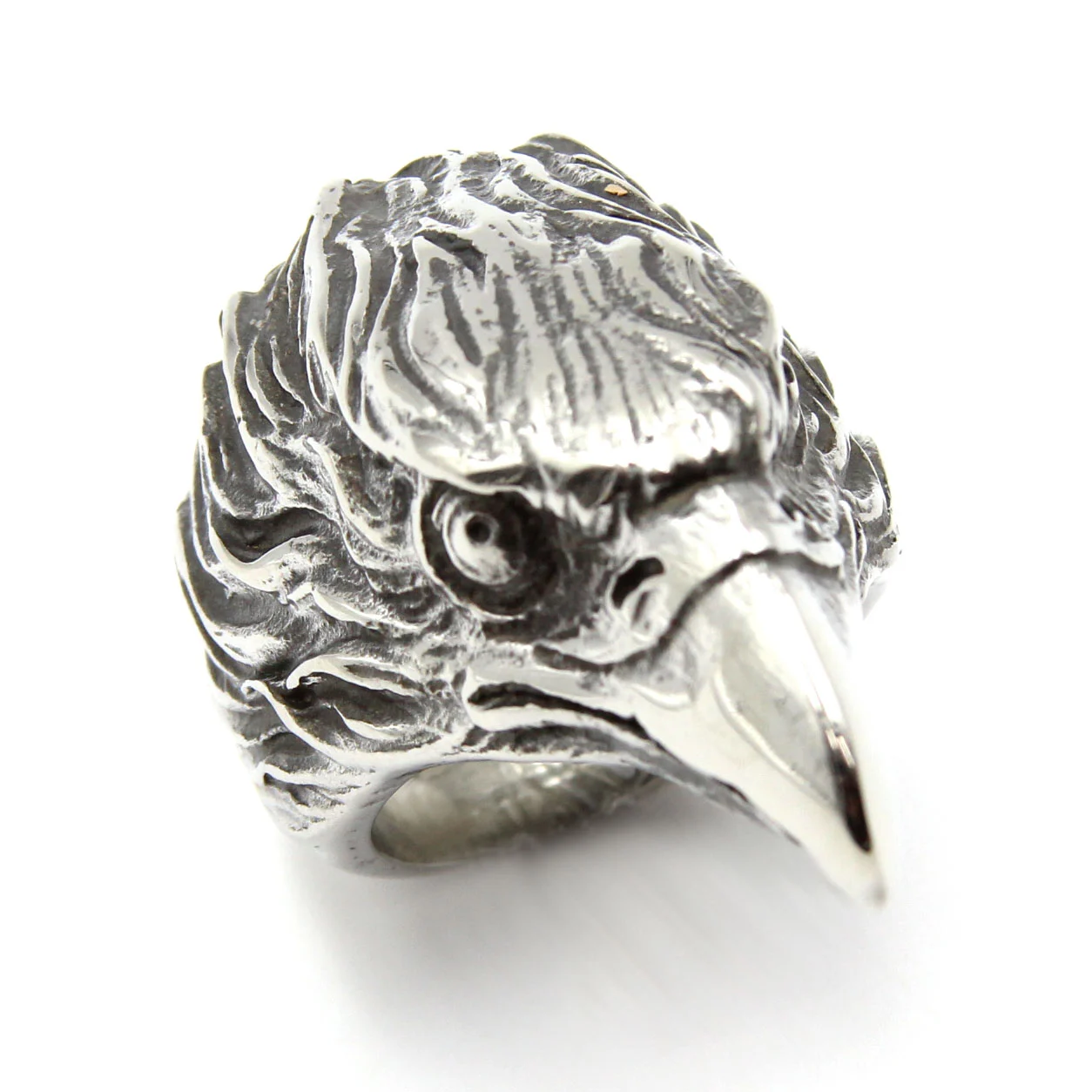 Anillo Acero Inoxidable Plateado Ave Halcon Cazador