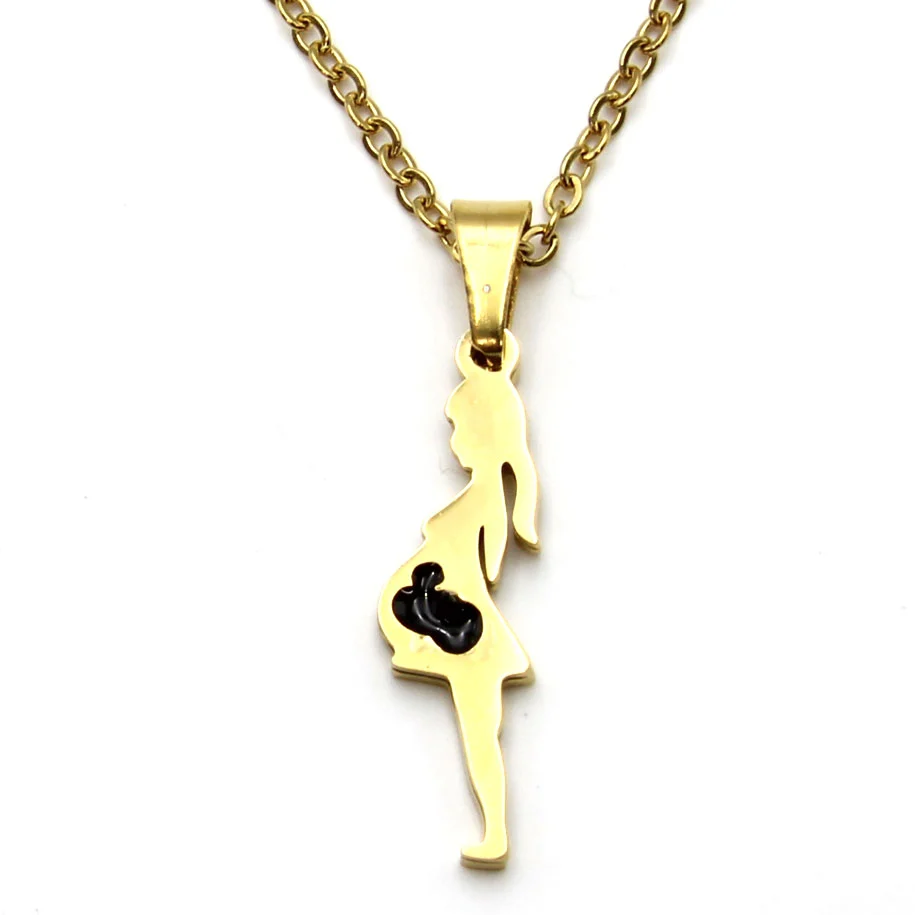 Collar Acero Dorado Mamá Embarazada Bebé Brillos Familia