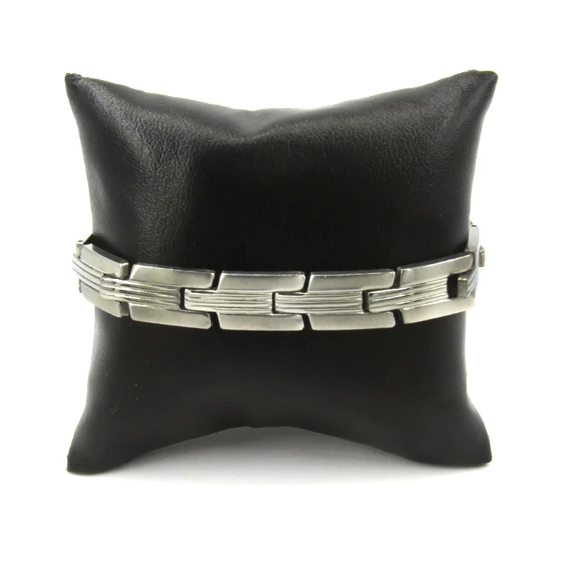 Pulsera Tipo Esclava Acero Plateado Triple Linea Clasica