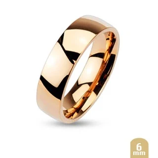 Anillo Acero Inoxidable Oro Rosado Diseño Argolla de Matrimonio 6 mm