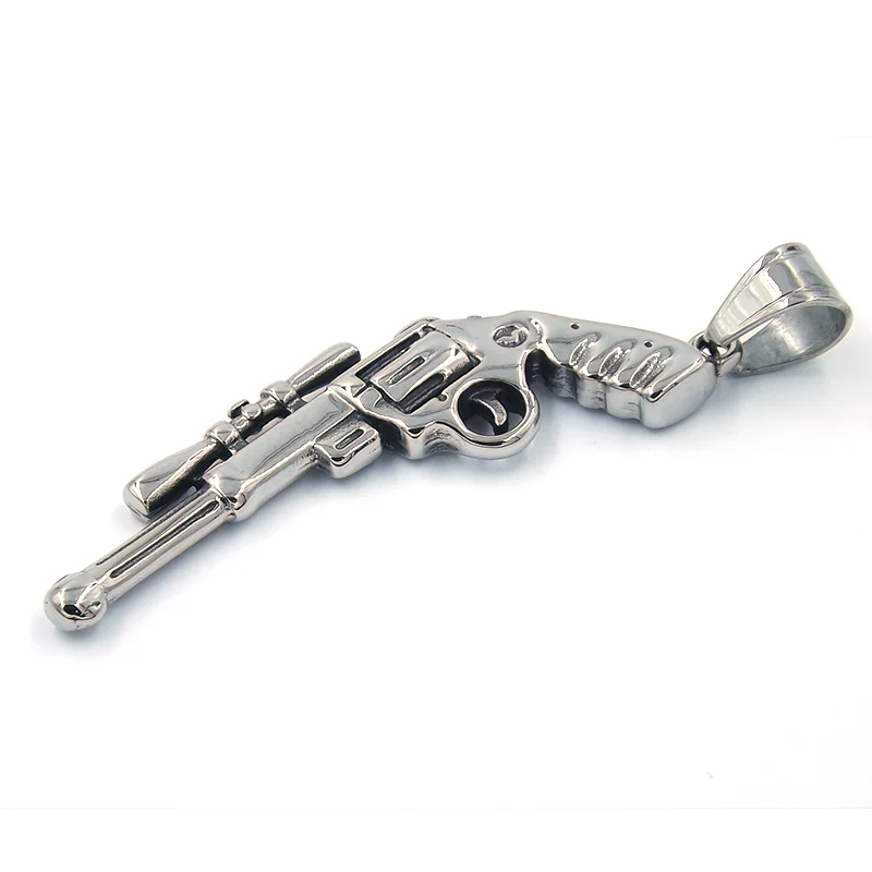 Dije de Acero Arma de Fuego Revolver con Mira