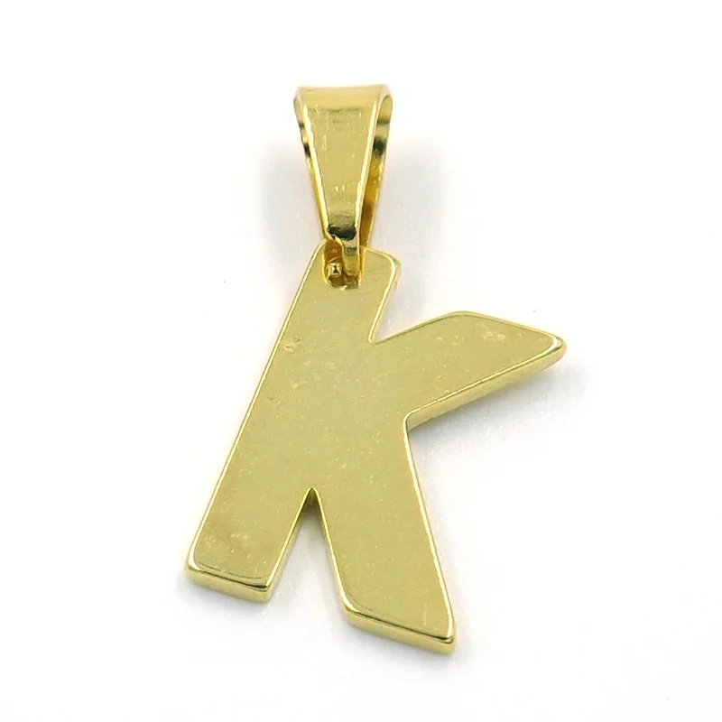 Dije de Acero Dorado Letra K Pequeña Alfabeto