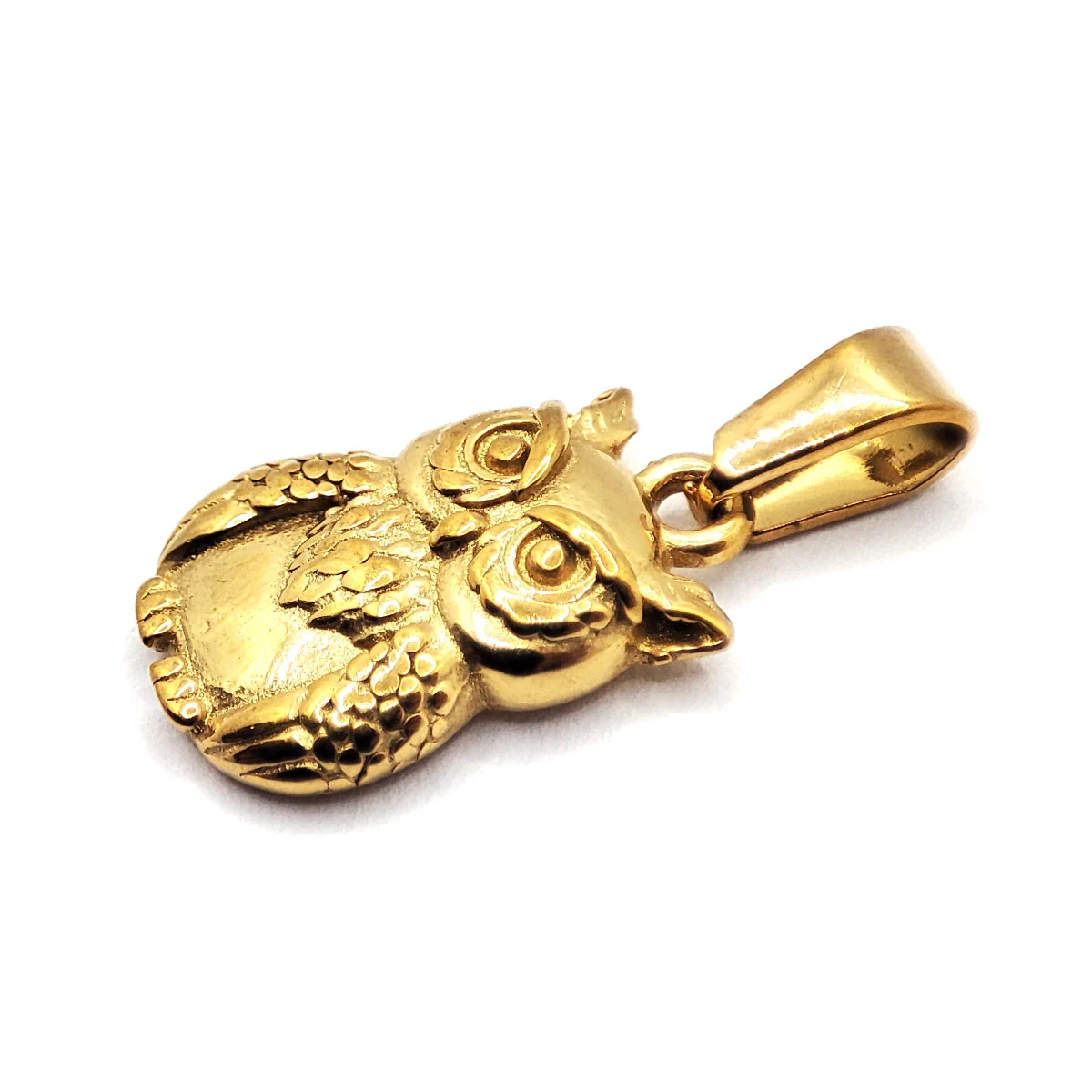 Dije Acero Dorado Mini Ave Búho Sabio Detallado 3D 14 mm